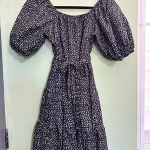 Black and White Polka Dot Dress with Puffy Sleeves